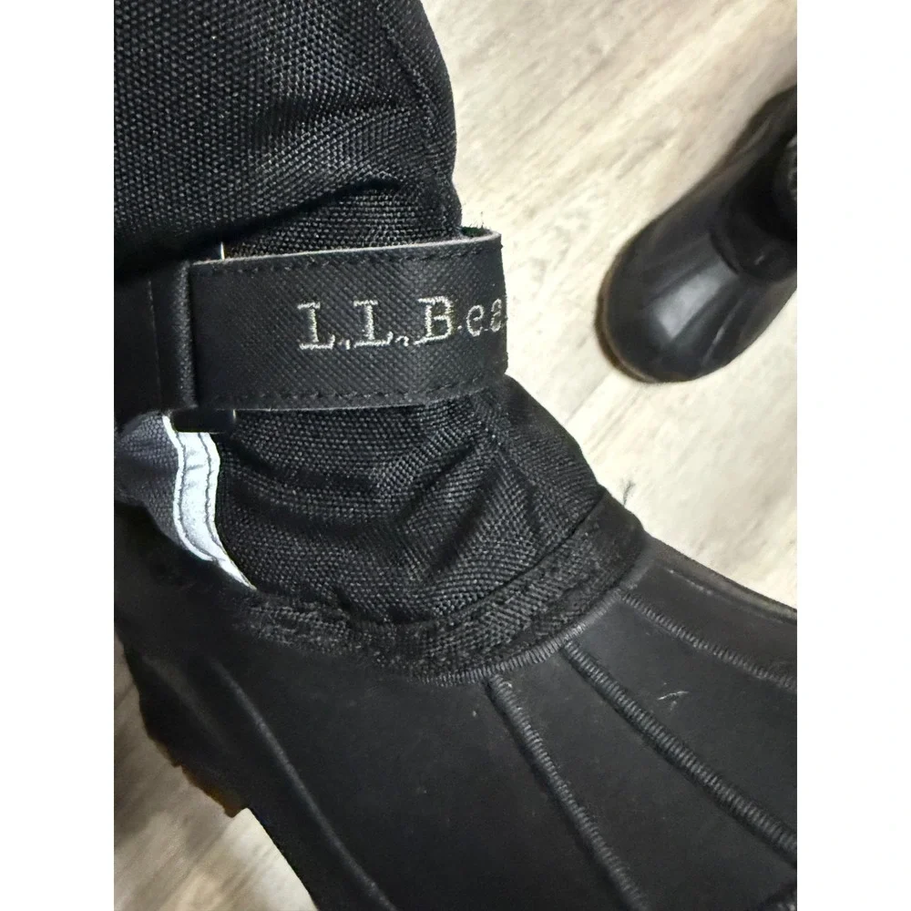 LL Bean Kids Snow Boot Black Grey Waterproof Insulated Winter 12P Made in Canada